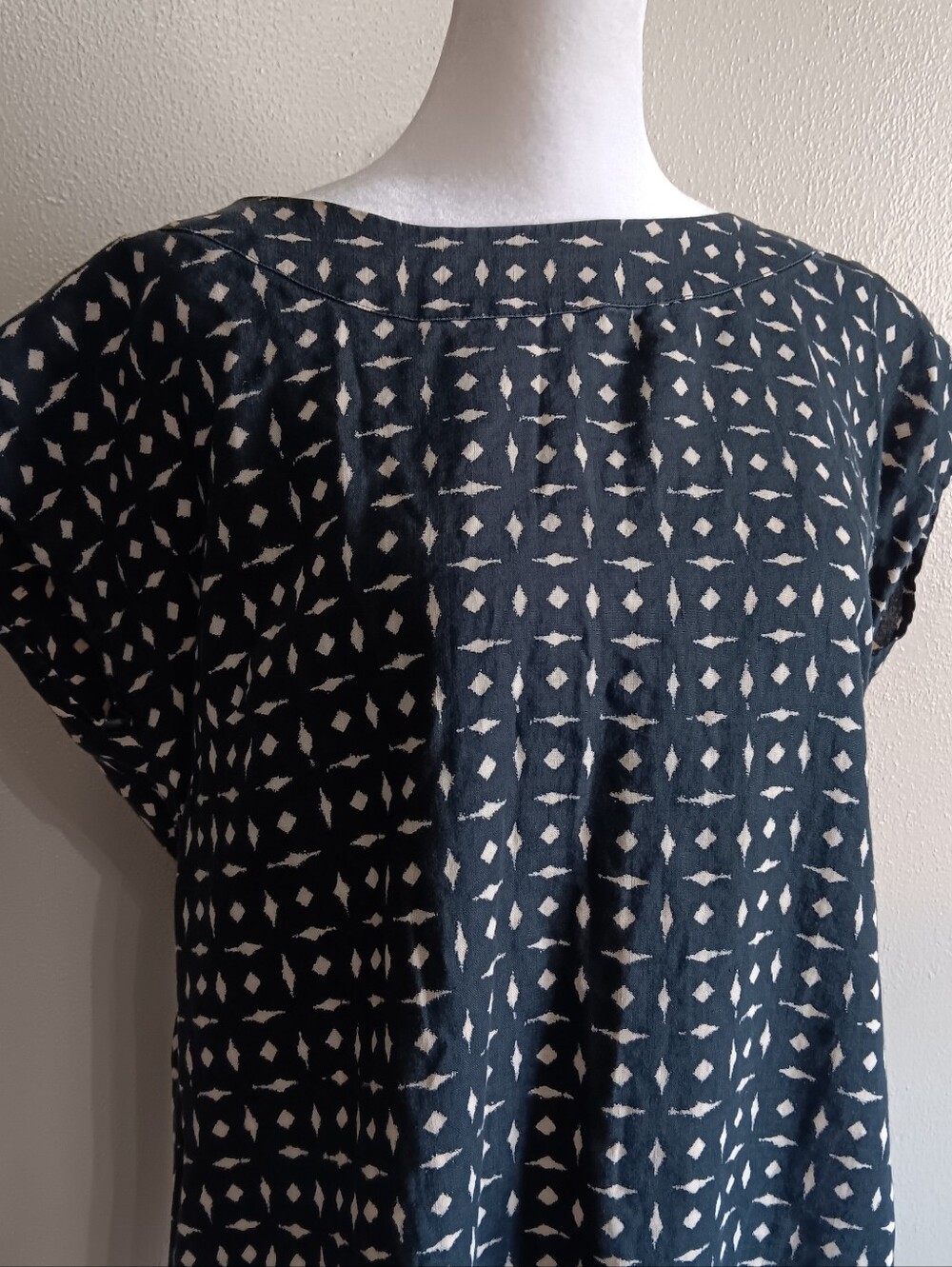 100% Linen J. Jill Geometric Black & Tan Midi Dress Size Small Missy, Love Linen - Picture 4 of 10